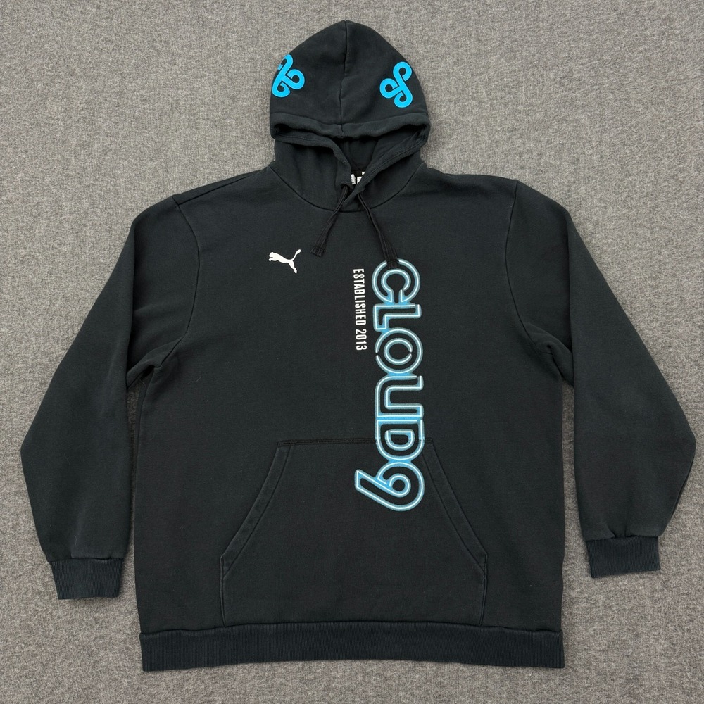 Puma Hoodie Mens XL Black Cloud9 Gaming Graphic‎ Hooded Sweatshirt Performance